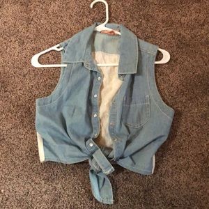 Denim/lace top